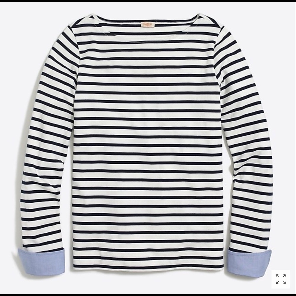 J.Crew Cuffed striped boatneck shirt